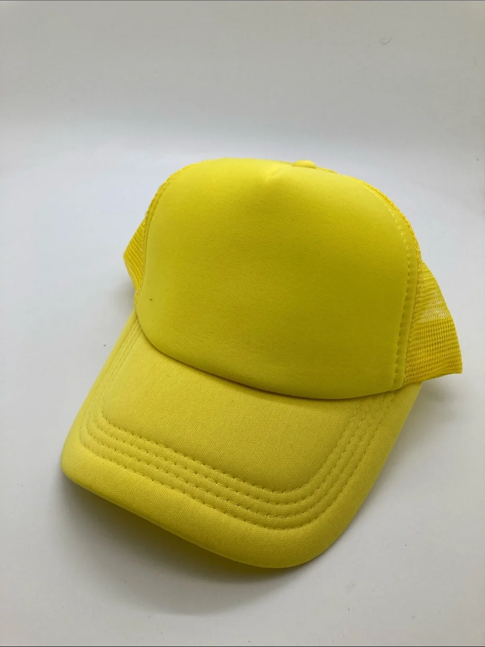 Kids Bright Yellow Trucker Cap - Adjustable Mesh Hat